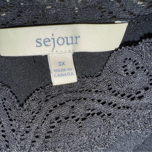 Sejour Never Worn Black Lace Trim Tank in Size 3X - Picture 3 of 6